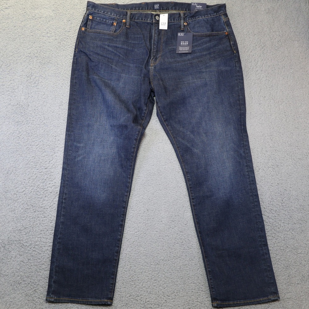 Gap Denim Athletic GapFlex Jeans Mens 42x32 Dark Wash Tapered Leg Blue